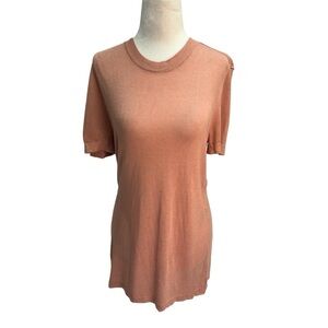 Tahari Blush Pink Short Sleeve Lightweight Sweater Round Neck Size L